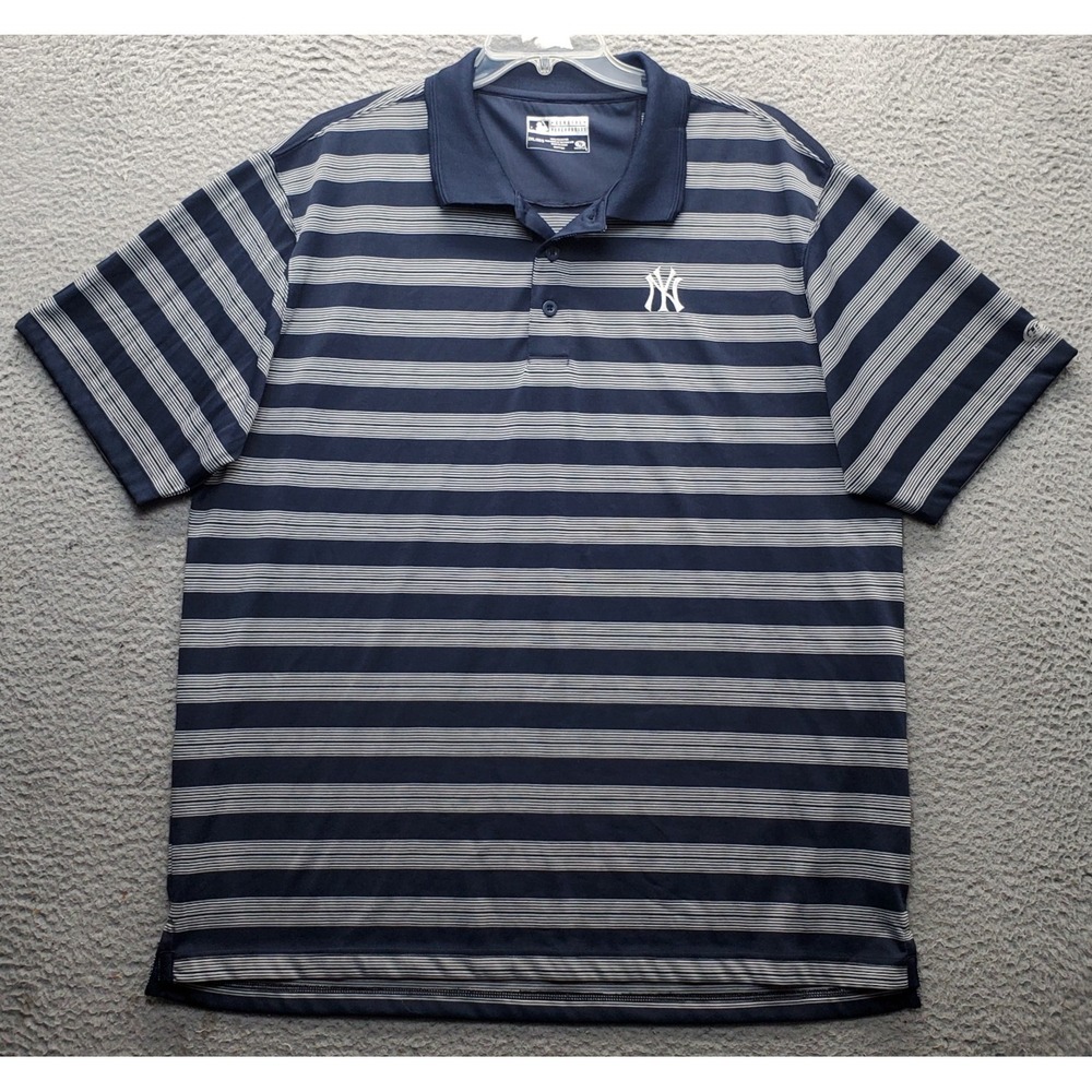 MLB New York Yankees True Fans Golf Polo Shirt Mens 2XL Multi Striped Collared